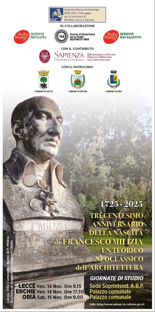 Trecentesimo anniversario della nascita di Francesco Milizia. Un teorico neoclassico dell’Architettura