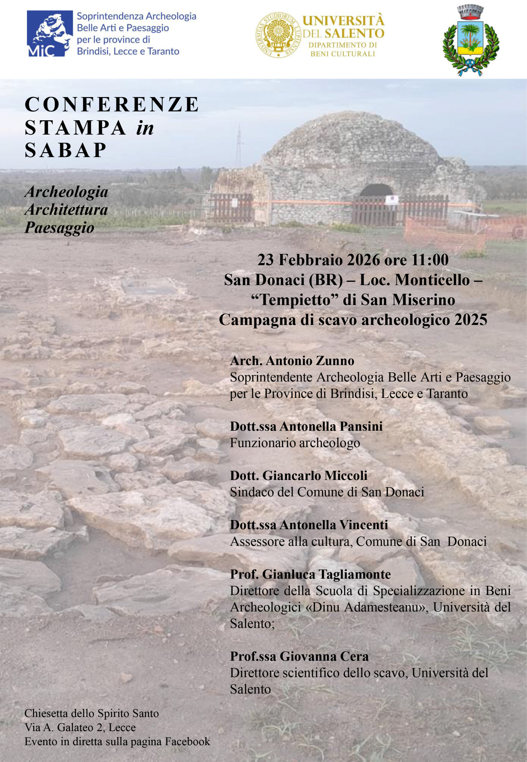 “Tempietto” di San Miserino – Campagna di scavo archeologico 2025 – Conferenza stampa